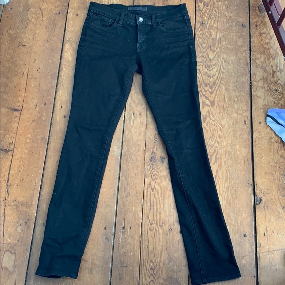 Black straight leg stretch jeans